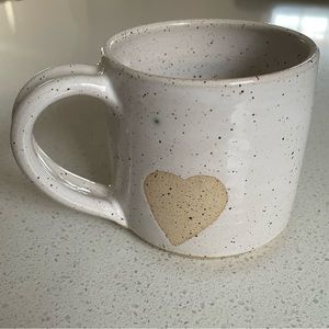 Handmade White Pottery Clay Heart Mug Coffee Tea